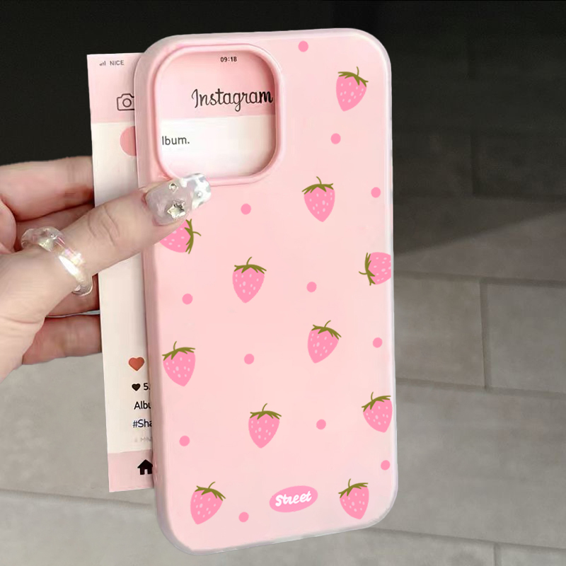 Phone Cases Xs Iphone - جراب هاتف بنمط الفراولة الوردي اللطيف